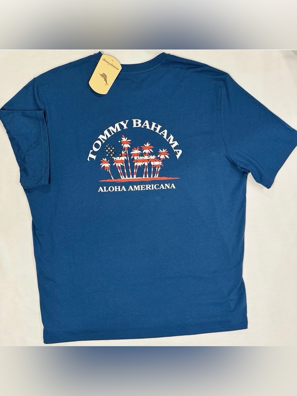 Tommy Bahama Men’s ALOHA AMERICANA T-shirt XL Dockside Blue NWT USA America